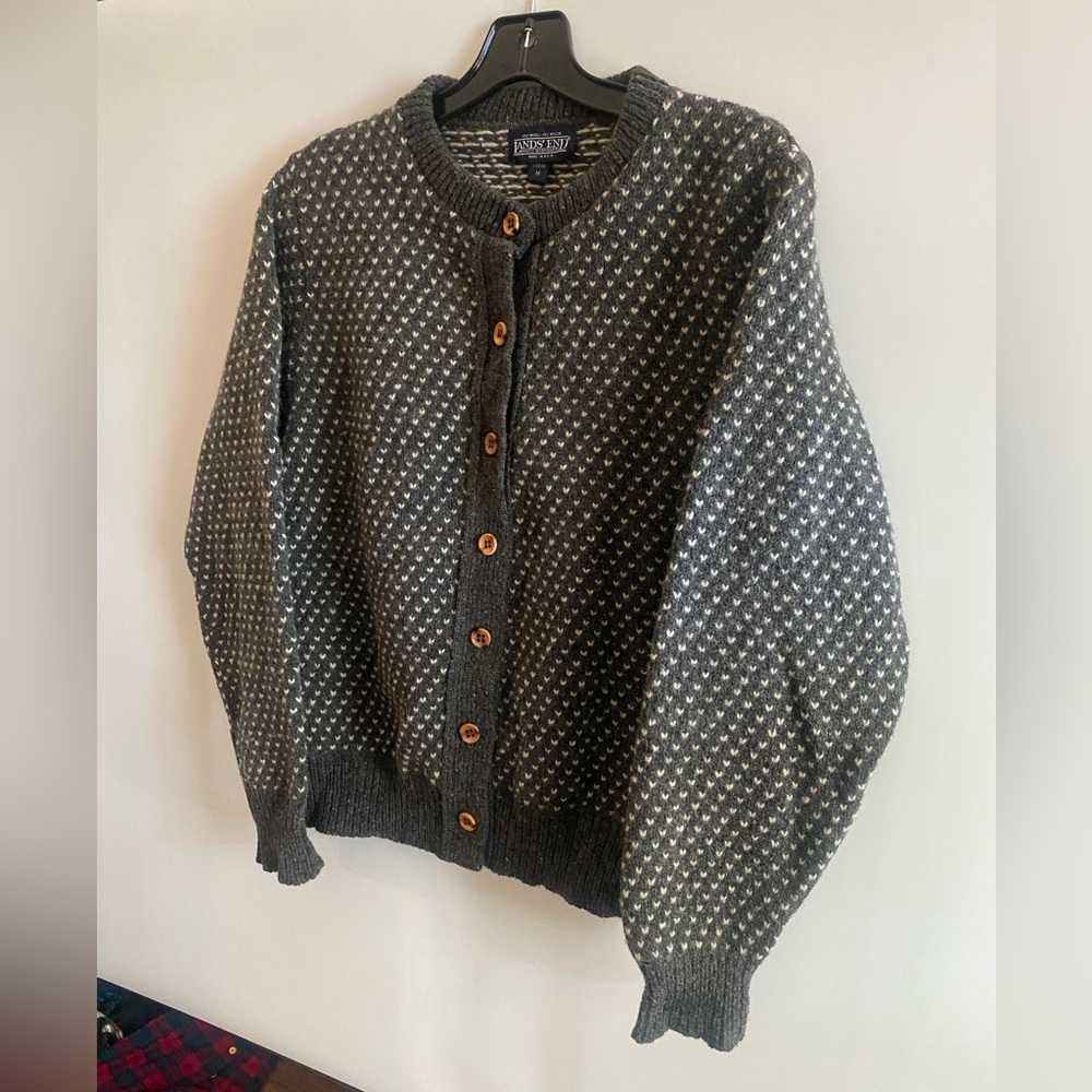 Land’s End Wool Women’s Gray Button Down Sweater
